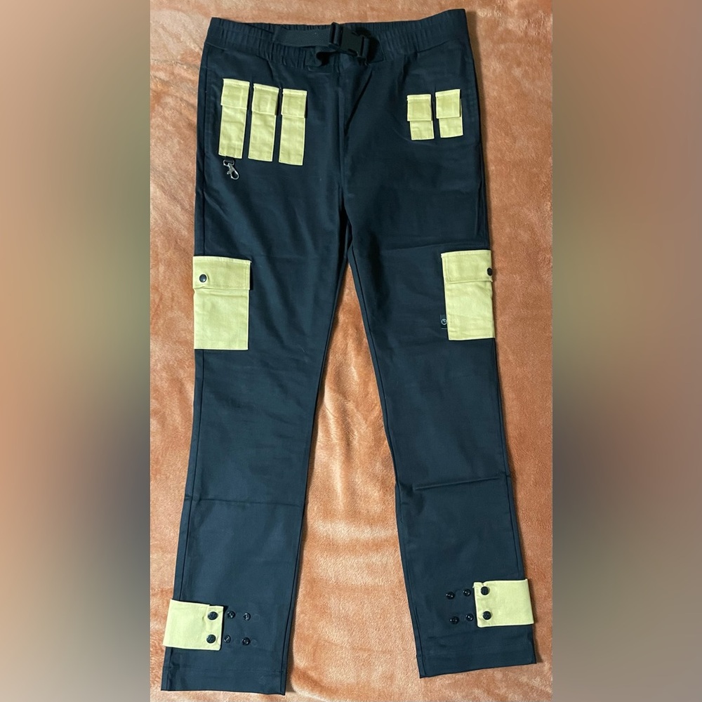 THC The Hideout Clothing Men’s Black Urban Pants Large 500 Made Elastic & Buckle
